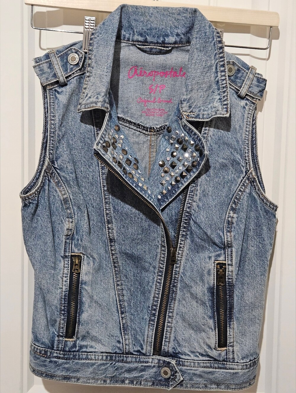 Aeropostale Studded Denim Vest